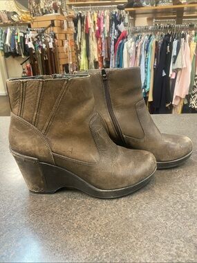 Dansko Brown Leather Wedge Ankle Boots